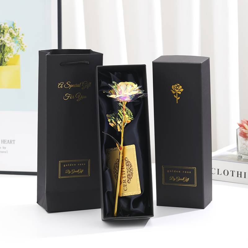 Rosa Dourada em Caixa Deluxe – Presente Elegante para o Dia da Mãe, Aniversários e Datas Especiais