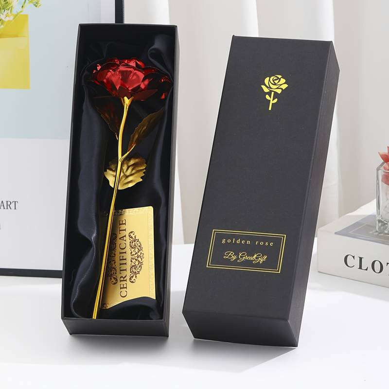 Rosa Dourada em Caixa Deluxe – Presente Elegante para o Dia da Mãe, Aniversários e Datas Especiais